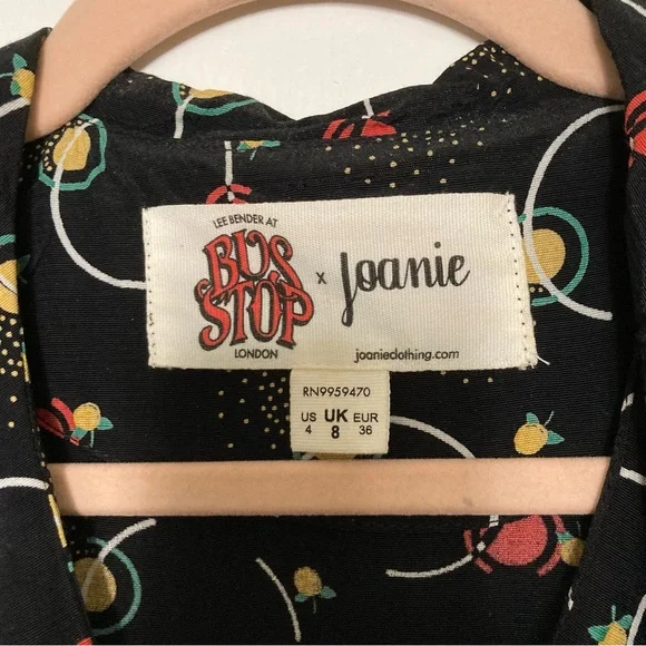 Incredible Bus Stop x Joanie Black Patterned Midi Dress - Picture 4 of 11